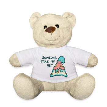 hugadino trauriger Künstler, süßer Dinosaurier - Teddy - Weiß - Vorne