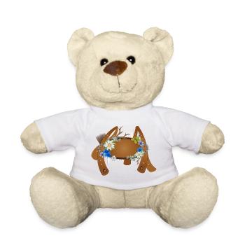 Bretelles traditionnelles d’une illustration lederhosen - Nounours - blanc - Devant