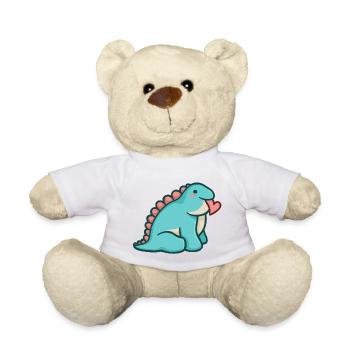 hugadino Chuck mit Herz, Dino, süßer Dinosaurier - Teddy - Weiß - Vorne