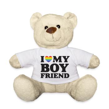 J’aime mon petit ami - LGBTQ - Nounours - blanc - Devant
