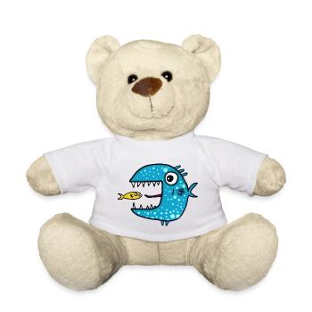 poisson prédateur bleu - Nounours - blanc - Devant