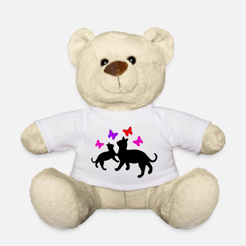 Katzen und Schmetterlinge - Teddy - Weiß