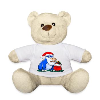 Santa Claus Hippopotamus - Teddy Bear - white - Front