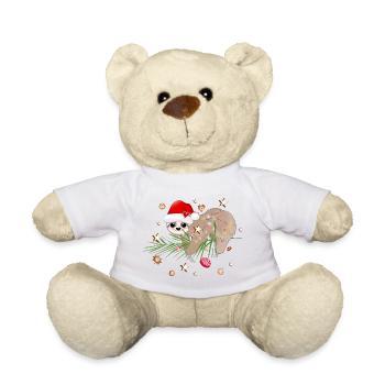 paresseux drôle avec branche de sapin pour Noël - Nounours - blanc - Devant