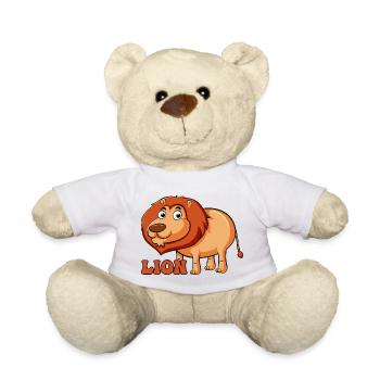 Lively Lion Cartoon Tee - Teddy Bear - white - Front