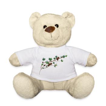 Beaux cônes de mélèze sur une branche de mélèze - Nounours - blanc - Devant