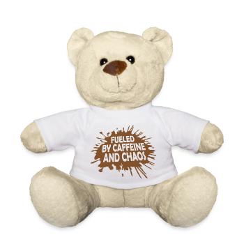 Fueled By Caffeine And Chaos Lustiger Kaffee Witz - Teddy - Weiß - Vorne