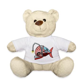 Fischkollage mit Lampenblick Anglerfisch - Teddy - Weiß - Vorne
