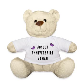 MAMAN. JOYEUX ANNIVERSAIRE - Nounours - blanc - Devant