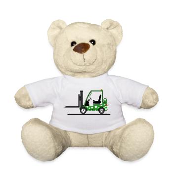 Forklift driver heart green - Teddy Bear - white - Front