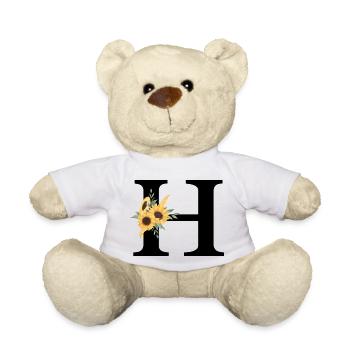Lettre h floral tournesol - Nounours - blanc - Devant