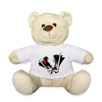 Kiss My Ace Poker Game Card Game Casino Skull 3D - Teddy Bear - white - Front