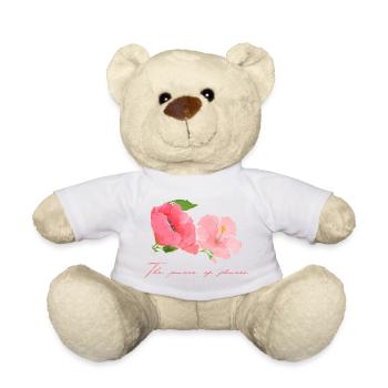 Sweet Blossom Motif Pink Red Mother's Day Flower Power - Teddy Bear - white - Front