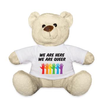 Mois de la fierté LGBT - Nous sommes ici, nous sommes queer - Nounours - blanc - Devant