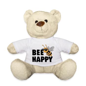 Lustige Biene mit Spruch Bee Happy - Teddy - Weiß - Vorne