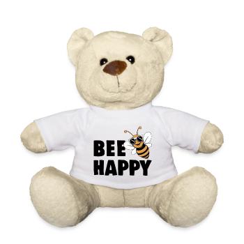 Lustige Biene mit Spruch Bee Happy - Teddy - Weiß - Vorne