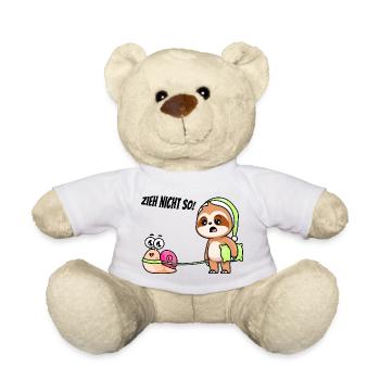Faultier mit Schnecke - Zieh nicht so! - Teddy - Weiß - Vorne