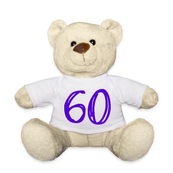 60. 60 JAHRE. 60-JÄHRIGES JUBILÄUM. 60. GEBURTSTAG. - Teddy - Weiß - Vorne