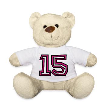 15. 15 ANS. 15e ANNIVERSAIRE. ANNIVERSAIRE 15 ANS. - Nounours - blanc - Devant