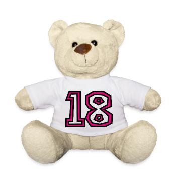 18. 18 JAHRE ALT. 18-JÄHRIGES JUBILÄUM. 18. GEBURTSTAG. - Teddy - Weiß - Vorne