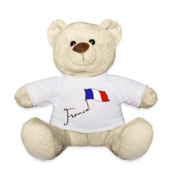 FRANCE drapeau et emblème de la France. Supporter - Nounours - blanc - Devant