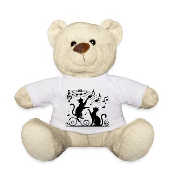Schwarze Katzen Muster spielen mit Musiknote - Teddy - Weiß - Vorne