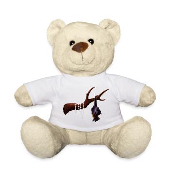 Flughund mit Ast, Rosenkränze, verschenken - Teddy - Weiß - Vorne