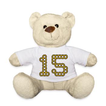 ANNIVERSAIRE. 15. 15 ANS. 15e ANNIVERSAIRE - Nounours - blanc - Devant