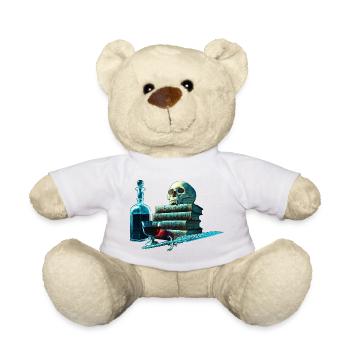 Skelett, Bücher und Klinge Gothic - Teddy - Weiß - Vorne