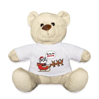 Festliches Katzenschlitten-Design für den Weihnachtsmann - Teddy - Weiß - Vorne