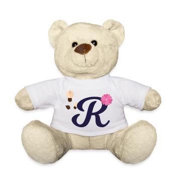Eleganter Buchstabe 'R' mit Blumen - Teddy - Weiß - Vorne