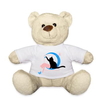 Die Katze Leonardo Da Vinci Style mit Herz - Teddy - Weiß - Vorne