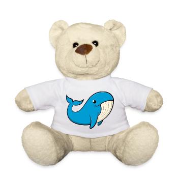 Cheerful blue whale - Teddy Bear - white - Front