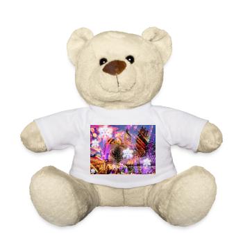 Weihnachtsmarkt Impression, Frohe Weihnachten - Teddy - Weiß - Vorne
