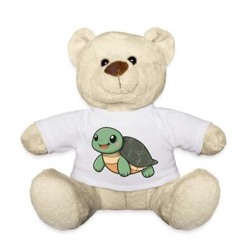 Süße glückliche Schildkröte - entzückende und fröhliche Karikatur - Teddy - Weiß - Vorne