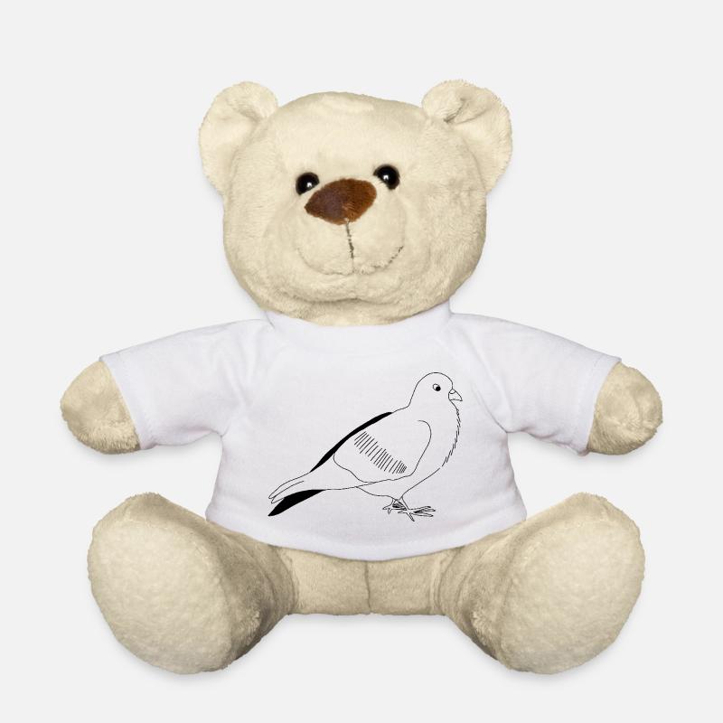 Taube - schwarzweiß Grafik - Teddy - Weiß