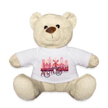 Amsterdam, Pays-Bas, Pays-Bas, Skyline City - Nounours - blanc - Devant