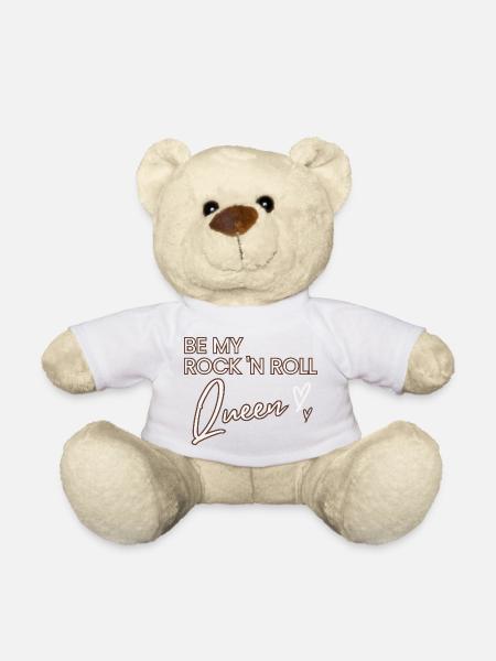 Rock n Roll Queen - Cool Saying Valentine's Day - Teddy Bear - white