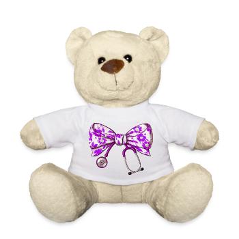 Ruban Violet - Stéthoscope Médecin Assistant Médecin - Nounours - blanc - Devant