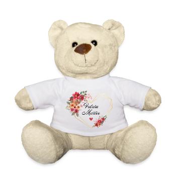 Future mariée cœur doré Floral - Nounours - blanc - Devant