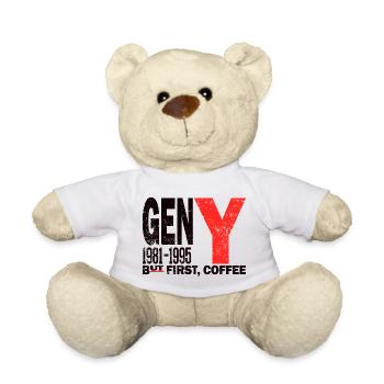 Gen Y Millennial Coffee First Chemise - Nounours - blanc - Devant