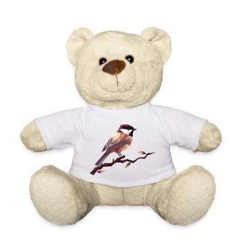 Oiseau chanteur géométrique – Art polygonal élégant - Nounours - blanc - Devant