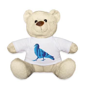 Blue Geometric Abstract Pigeon - Teddy Bear - white - Front