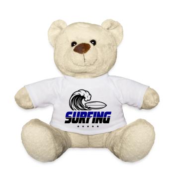 Surfing Surfboard - Teddy Bear - white - Front