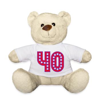 40. 40 ANS. 40e ANNIVERSAIRE. ANNIVERSAIRE 40 ANS. - Nounours - blanc - Devant