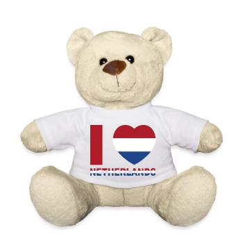 Heart with flag of the Netherlands - Teddy Bear - white - Front