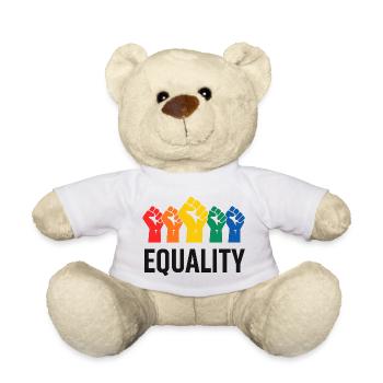Poings colorés pour l’égalité - Nounours - blanc - Devant