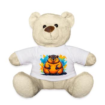 Colourful Cartoon Chubby Marmot - Teddy Bear - white - Front