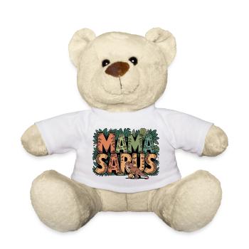 MAMASAURUS Dino Mama Baby T Rex Jungle Leaves - Teddy Bear - white - Front