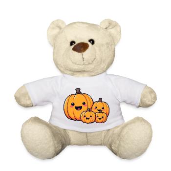 Halloween Kürbis Familie Lustig Süß Kinder - Teddy - Weiß - Vorne